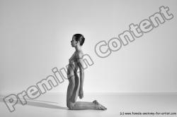 Nude Yoga poses Woman White Moving poses Slim long brown Dynamic poses Pinup